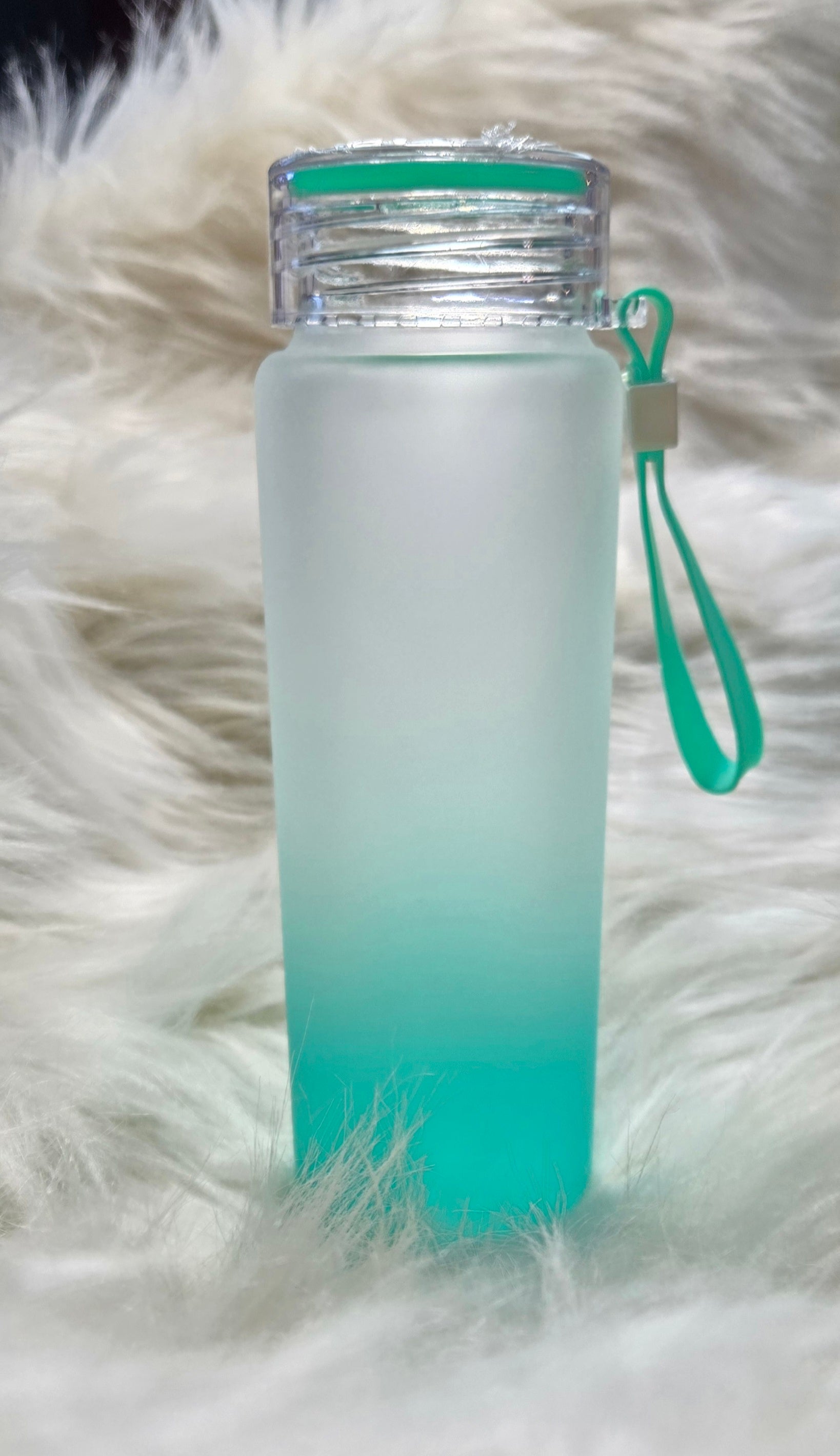 Sublimation ombre frosted glass water bottles with handle