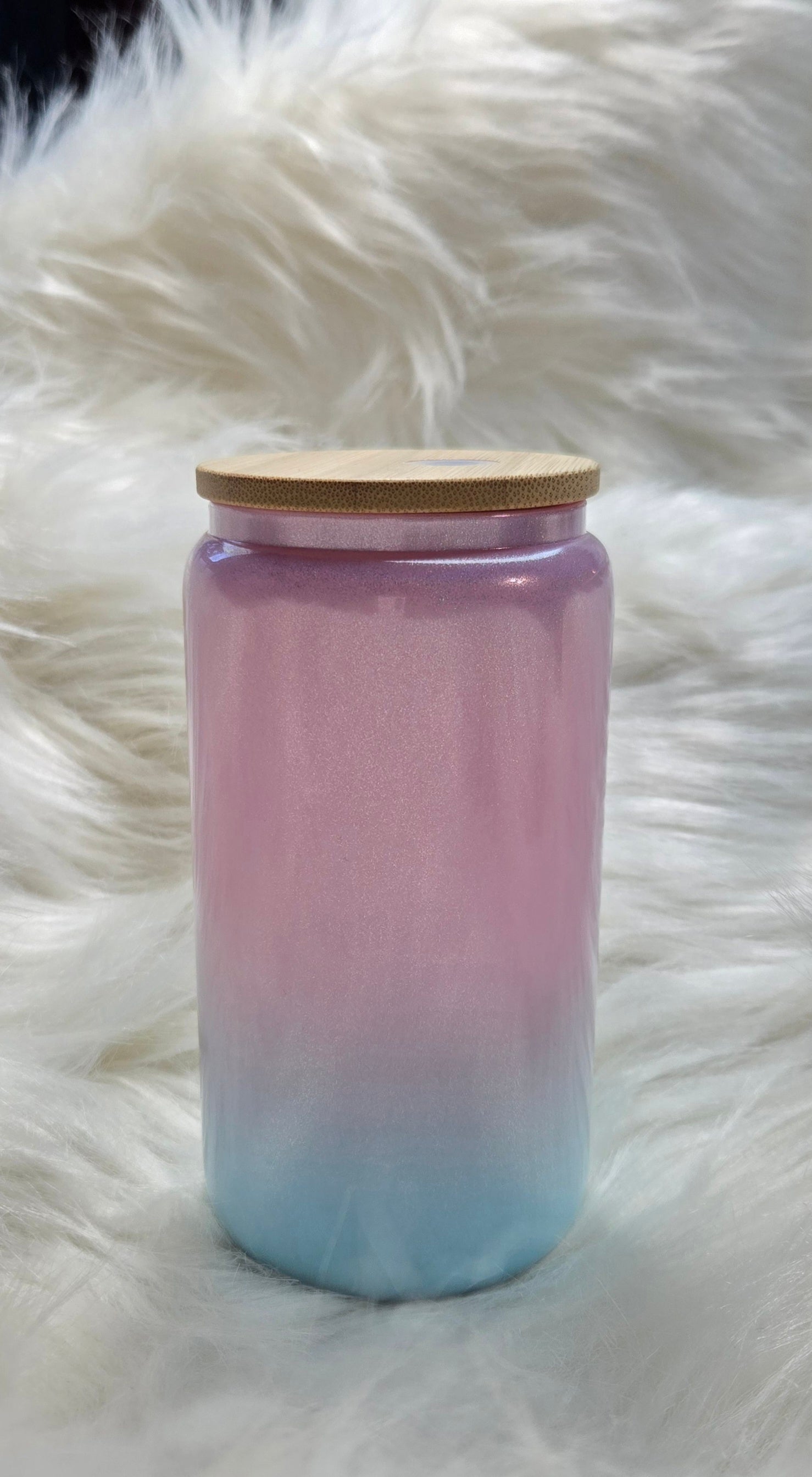 Sublimation 16oz glass ombre cup with bamboo lid