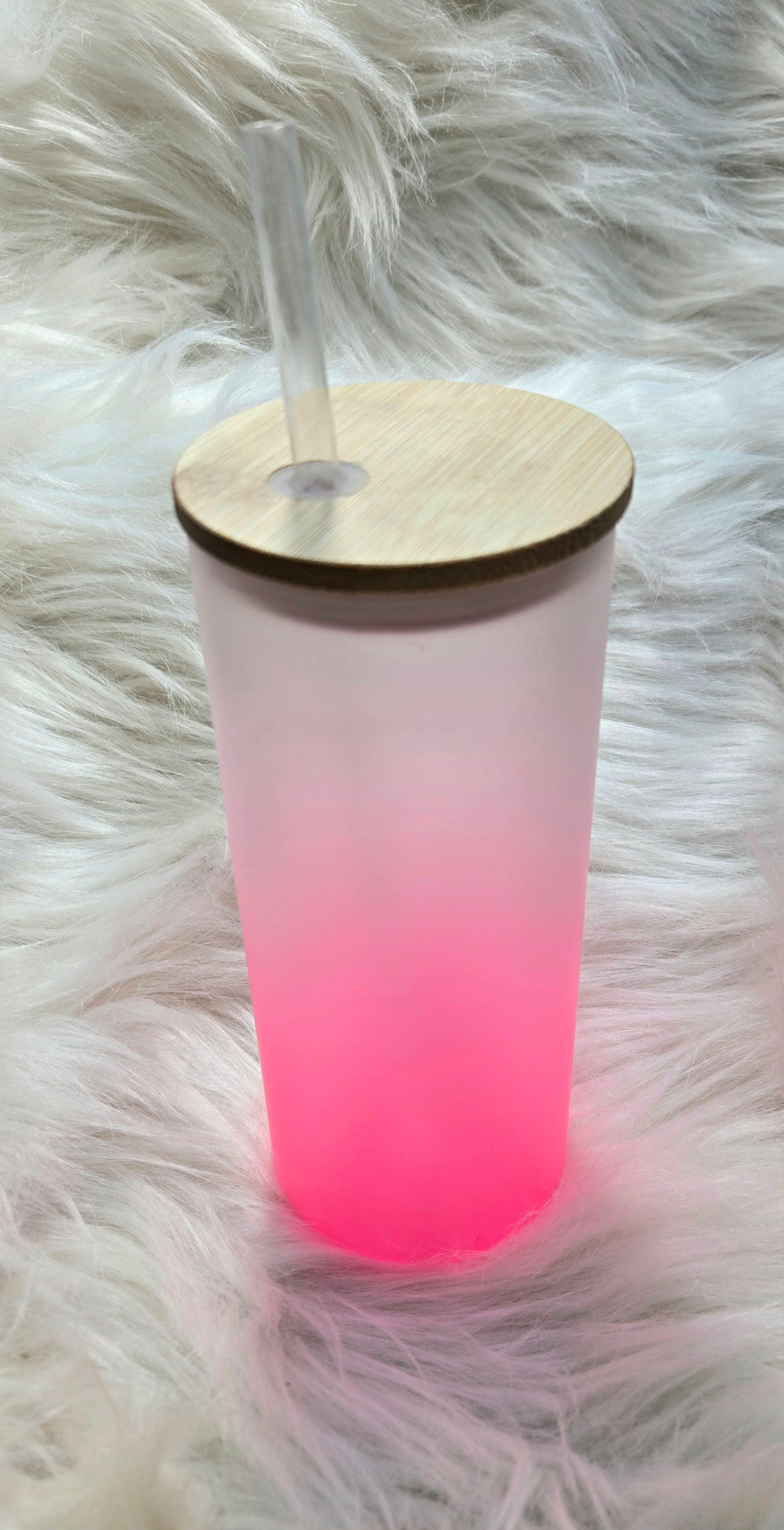 Sublimation 20oz ombre frosted glass with bamboo lid