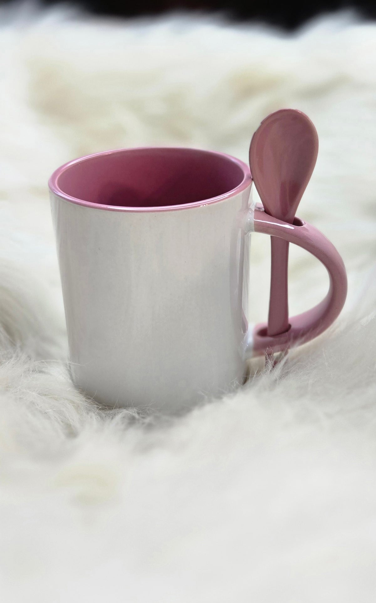 Sublimation 10oz coffee mugs with built in spoons