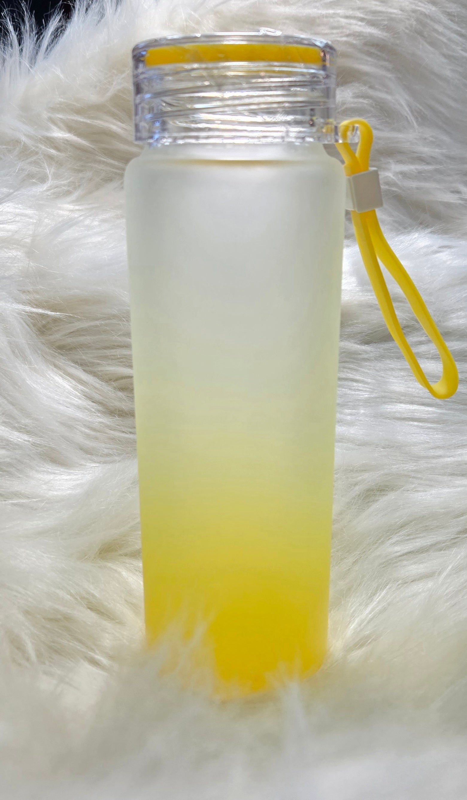 Sublimation 16oz glass frosted yellow ombre water bottle with handle