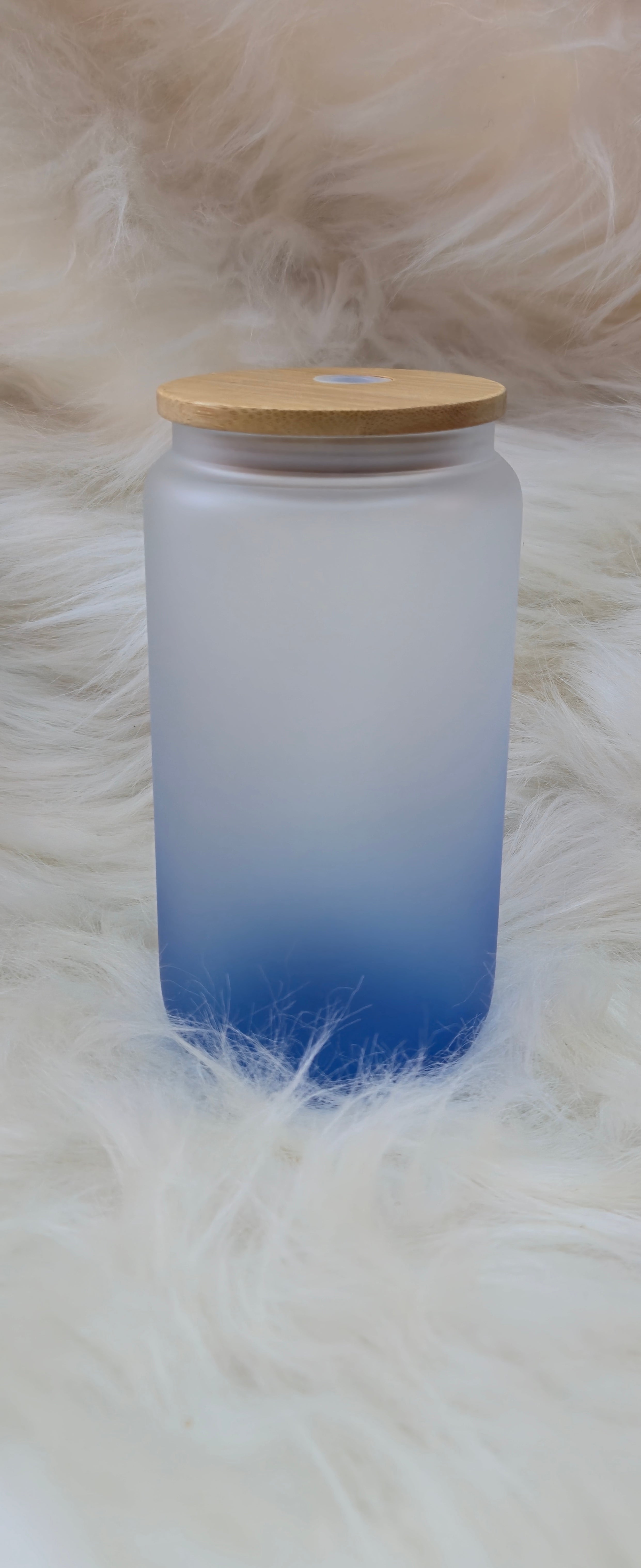 Sublimation 16oz glass frosted ombre blue