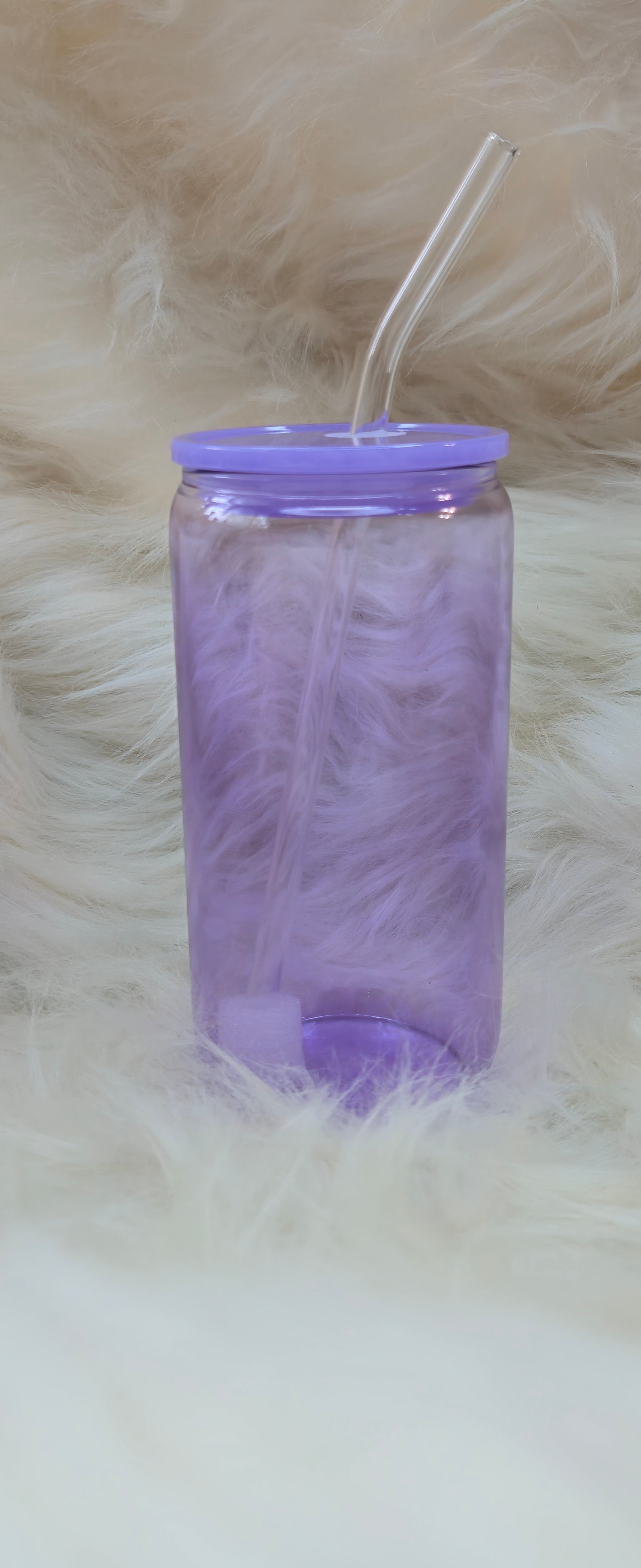 16oz clear purple glass cup
