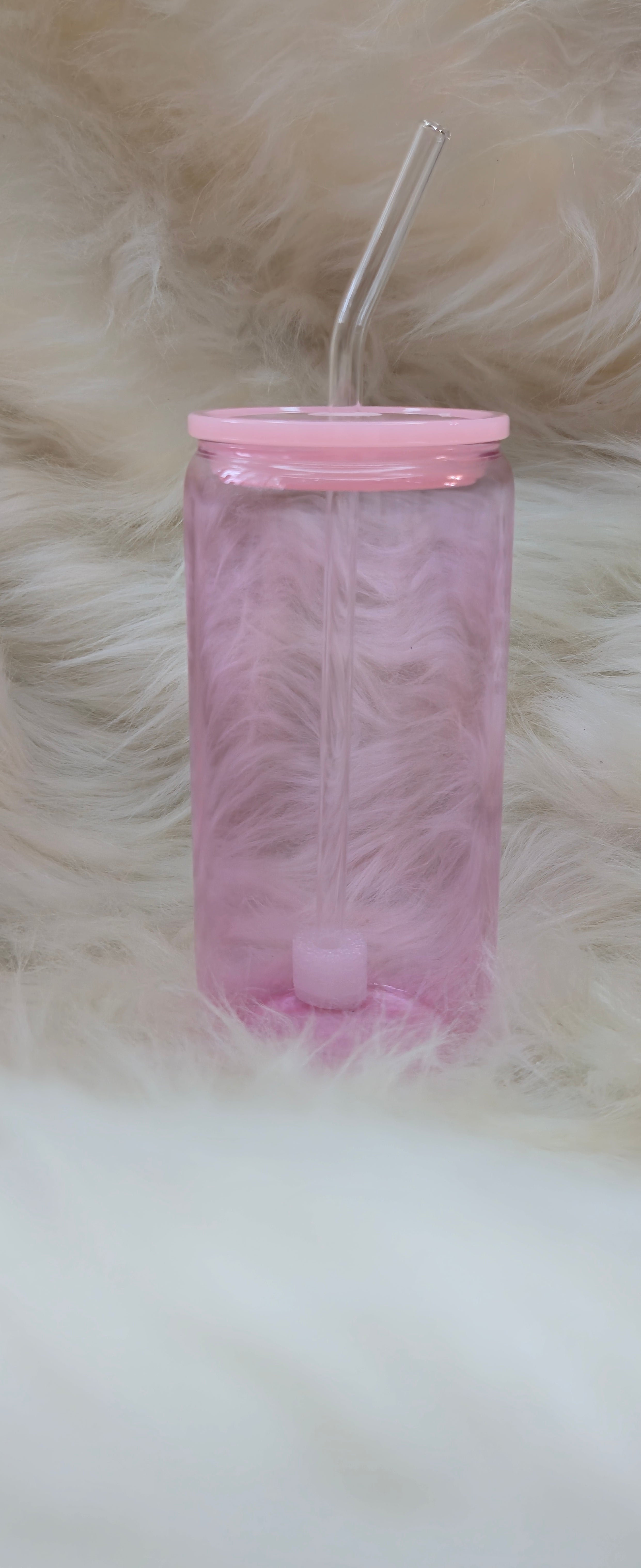 16oz clear Pink glass cup