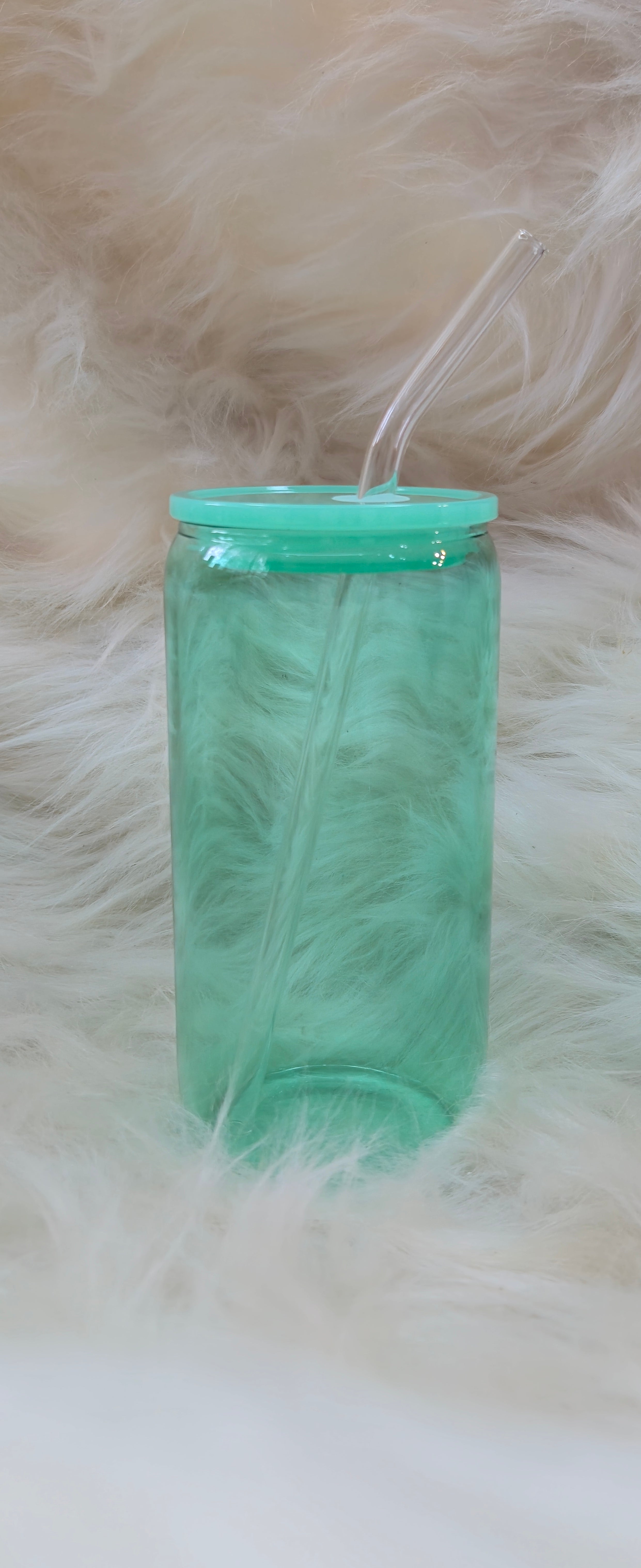 16oz clear green glass cup