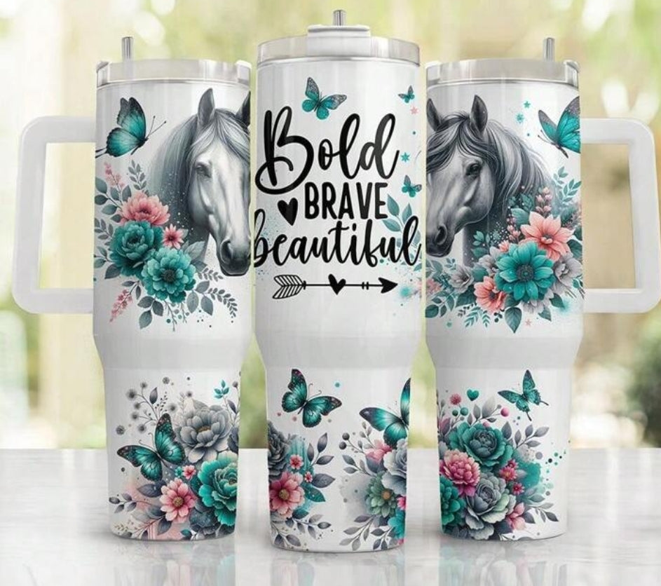 40oz tumbler wrap (Bold brave beautiful)